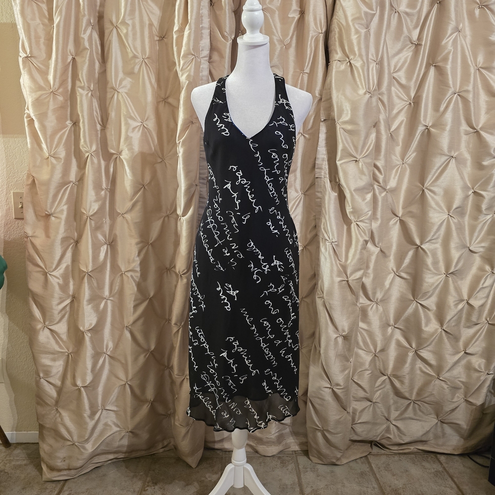 Tessuto Black Script Midi Dress